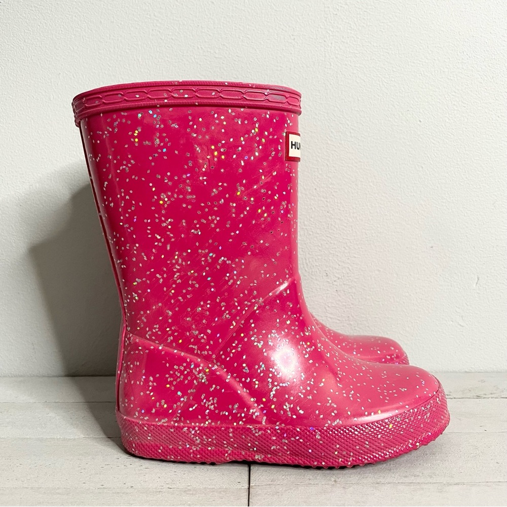 Hunter Kids Pink Glitter Rain Boots